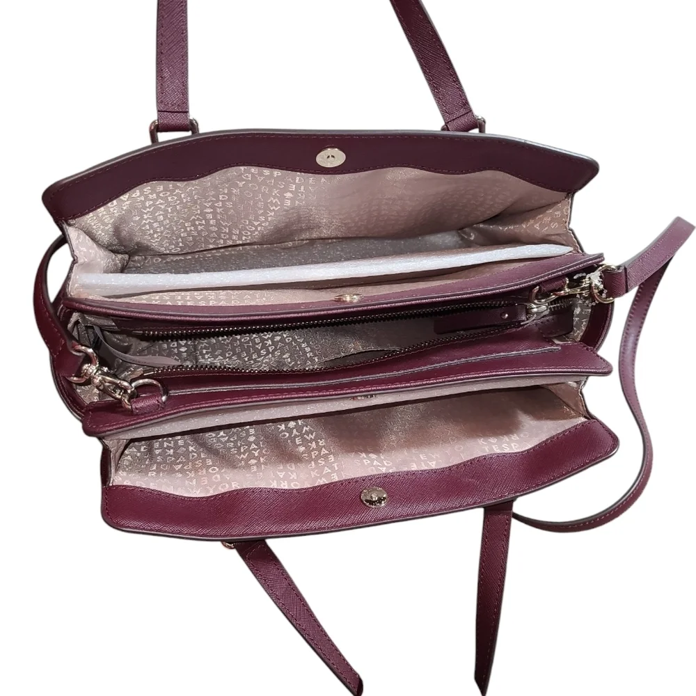 KATE SPADE NWOT Laurel Way Reese Wine 3 compartment Crossbody Purse